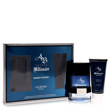 Spirit Millionaire Dark Fusion by Lomani Gift Set - 3.3 oz Eau De Parfum Spray + 3.3 oz Shower Gel for Men - Perfume Maximum